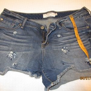 Torrid Denim Shorts with Floral Embroidery
